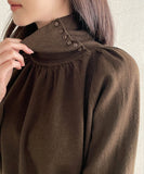 Colb Puff Shirring Button Polar Knit