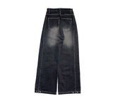 Luke Slit Stitch Black Denim Pants