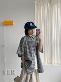 [unisex] Zindi Check Over Short Sleeve Shirt