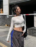 Leaf punching snap button crop cardigan