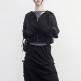 Beuneo see-through string hooded zip-up