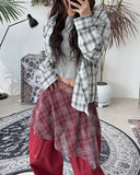 Ellie Layered Check Wrap Skirt