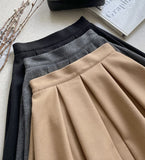 Loreson Wool Pintuck Flare Skirt