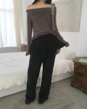 Henny Dot Velvet Frill Skirt Pants