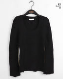 Lafen Angora Side Slit Damage Long Sleeve Knit