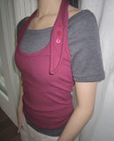 Dender Button Halter Short Sleeve T-shirt