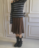 Binp Lace Corduroy Cut Midi Skirt