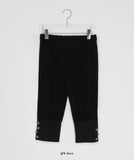Usa Color Matching Button Three Quarter Capri Leggings Pants