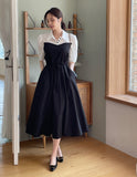 Eron Color Matching Heart Neck Puff Short Sleeve Shirt One Piece