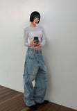 KNEE POCKET WIDE DENIM