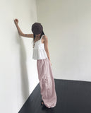 Uble ribbon cargo pocket nylon wide pants