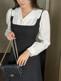 Nad Color Matching Collar Tweed Flare One Piece