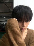 Venta Black Angora Knit V Neck Ver