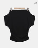 Poitdi Side Shirred One-Shoulder Short Sleeve T-shirt