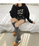 High Quality Cat Embroidery Thick Shibori Long Sleeve Knit