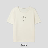 Cross Stud Ribbed Short Sleeve T-shirt