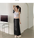 Color Matching Layered Maxi H-line Long Skirt