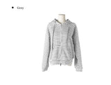 Board Stripe Color Matching Two-Way Hood Zip-Up