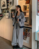 Wearing Stripe Two-Way Hooded Zip-Up