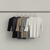 Stretchy Span Slim Fit Elbow Length T-shirt