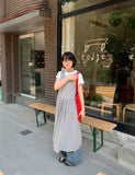 Namiku Round Check Button Sleeveless Long One Piece