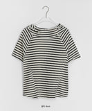 Colmen Stripe Hood Crop Short Sleeve Tee