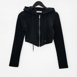 Kien incision hooded zip-up