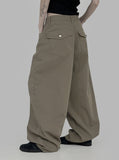 Back pocket wide cotton pants