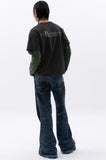 damage washing layered t-shirt
