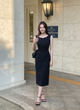 Morian Notch Shirring Span Sleeveless One Piece