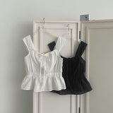 Purity Feminine Ribbon Sleeveless Blouse Vacation Look