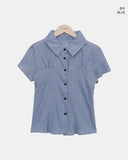 Shukong Check Short Sleeve Blouse
