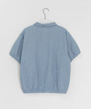 Altus Seersucker Frill Check Short Sleeve Zip-Up Jumper