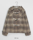 Hokki Check Hood Duffel Short Coat