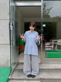 [Unisex] Belinde Stripe Hood Short Sleeve Tee