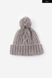 Pom pom twisted wool knit beanie