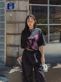 Butterfly Printed Over Short Sleeve T-Shirt