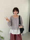 Qunita Summer Puff Round Overfit Cardigan