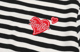 Muffin Heart Stripe CROP Ringer Tee