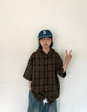 Bemer Check Cap Hood Short Sleeve Shirt