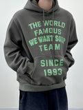 Unisex world lettering brushed hoodie