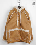Tama suede loose fit hood fleece mustang