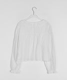 Melke Round Pin Tuck Frill Crop Blouse