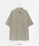 [unisex] Netu Stripe Collar Over Short Sleeve Shirt