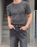 Washed Rib Muscle Fit Short Sleeve Knit