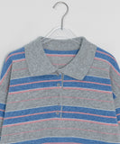 Meddent Button Stripe Collar Knit