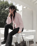 Lajeun Low Rise Slit Cotton Bootcut Pants