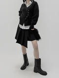 Mink wrap unbalanced miniskirt