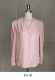Laview Chiffon Color Matching Shirring Blouse