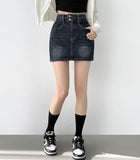 Pelvic Pad 2 Button Denim Skirt